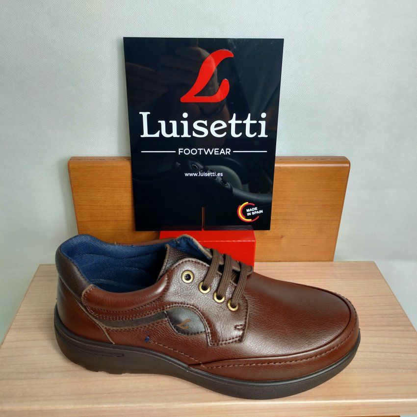 Luisetti 31011 – Zapato confort de piel con cordones color coñac Hecho en España | VickyZapatos