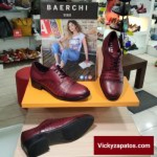 Zapato de Cordón con Tacón Bajo de Vestir en Piel BAERCHI WOMAN 52800 Hecho en España Coslada