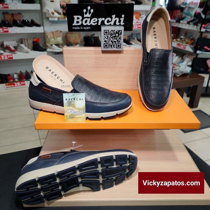 Zapato Confort de Piel Mocasín BAERCHI 2001 Plantilla Extraíble Hecho en España