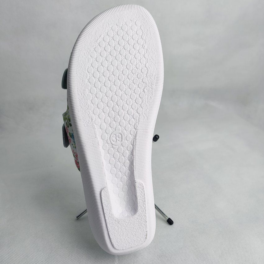 Sandalia Anatómica Mujer BIO UP Playa 126 Blanca Flores – Doble Hebilla Ajustable