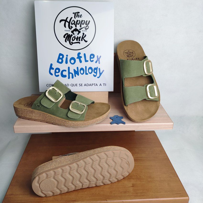 Sandalia BIO Mujer THE HAPPY MONK Formentera 02 Piel Nobuck – Doble Hebilla Ajustable