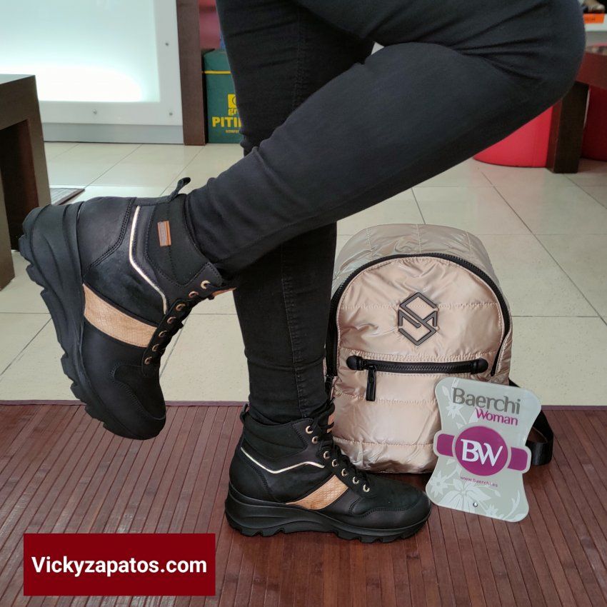 Botín de Cordón Casual En Piel BAERCHI WOMAN 60406 Hecho en España Otoño Invierno