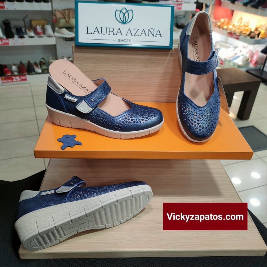 Merceditas Casual de Piel Troquelada LAURA AZAÑA 17195 Hechas en España Coslada