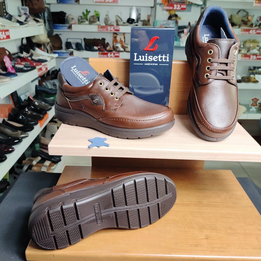 Luisetti 31011 – Zapato confort de piel con cordones color coñac Hecho en España | VickyZapatos