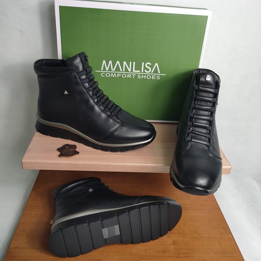 Botín Casual Mujer MANLISA 2530 Piel Napa Negro con Tachuelas