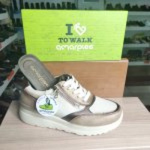 Amarpies – Deportiva casual vegana con cordón y cremallera en Crema combinado   VICKY Zapatos