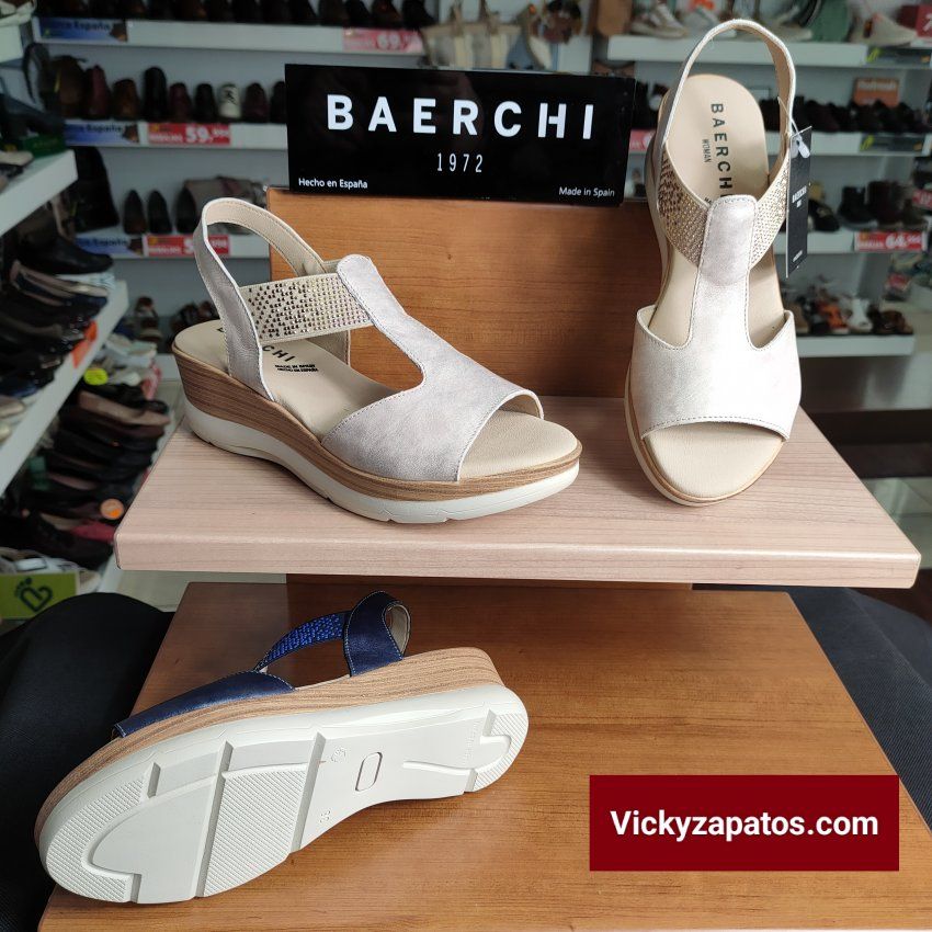 Sandalia de Piel con Elástico Ajustable BAERCHI WOMAN 40202 Hecho en España