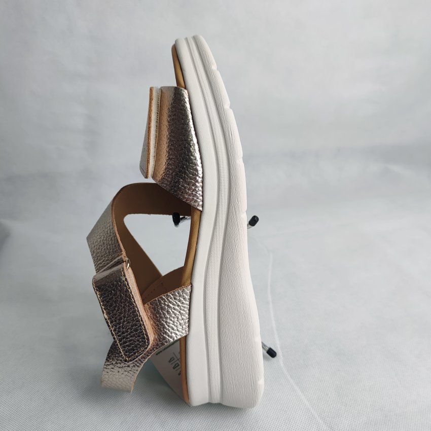 Sandalia Confort Mujer PITILLOS 11293 Cuña Media Dorada con Velcro – Plataforma y Planta Gel