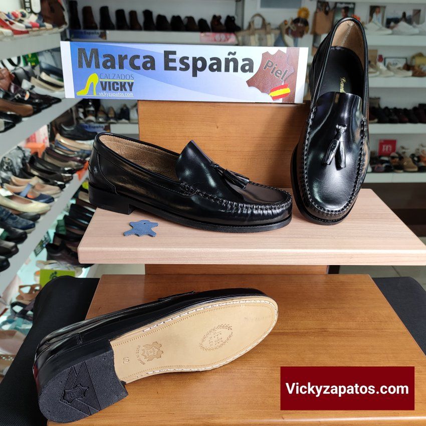 Castellanos con Borlas Todo Piel Florentina y Suela de Cuero Made in Spain JE BE FLEX