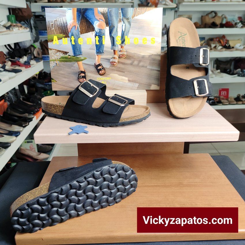 Sandalia AUTENTIC 0747 Piel Serraje con Dos Tiras de Hebilla HECHO EN ESPAÑA