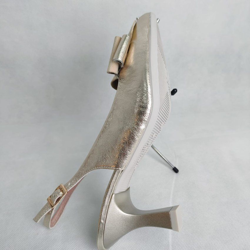 Salón Destalonado de Piel Metalizada Oro PITILLOS 11191 Tacón Alto Hecho en España