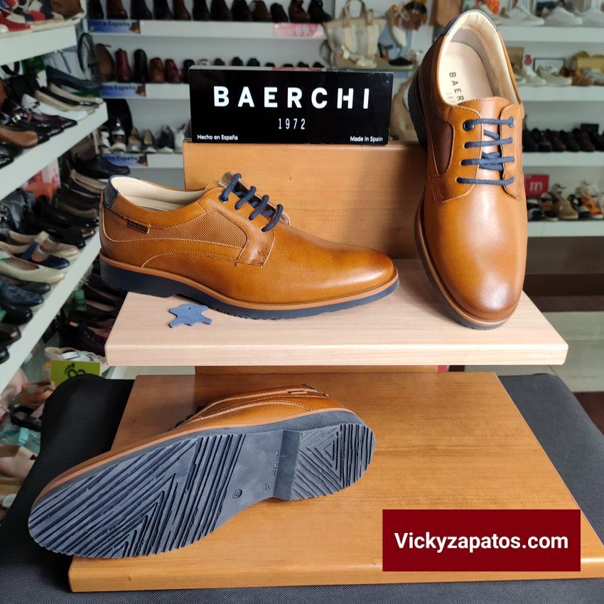 Zapato Cordón en Piel BAERCHI 5450 HECHOS EN ESPAÑA Calidad y Confort Primavera 24