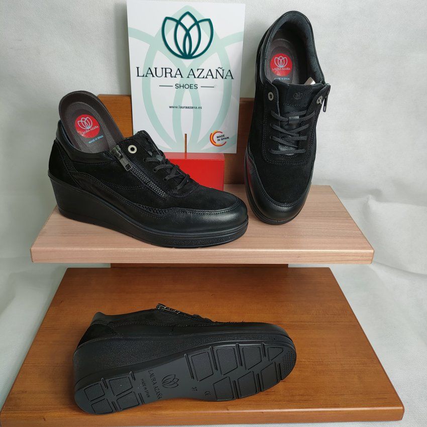 Deportivo Casual Mujer LAURA AZAÑA 28903 Piel Afelpada y Metal – Memory Foam
