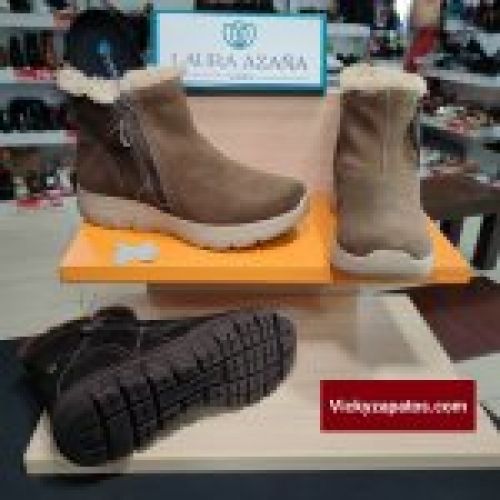 Botín Casual de Cremallera de Piel Afelpada LAURA AZAÑA 26604 Hechos en España Moda y Confort Madrid