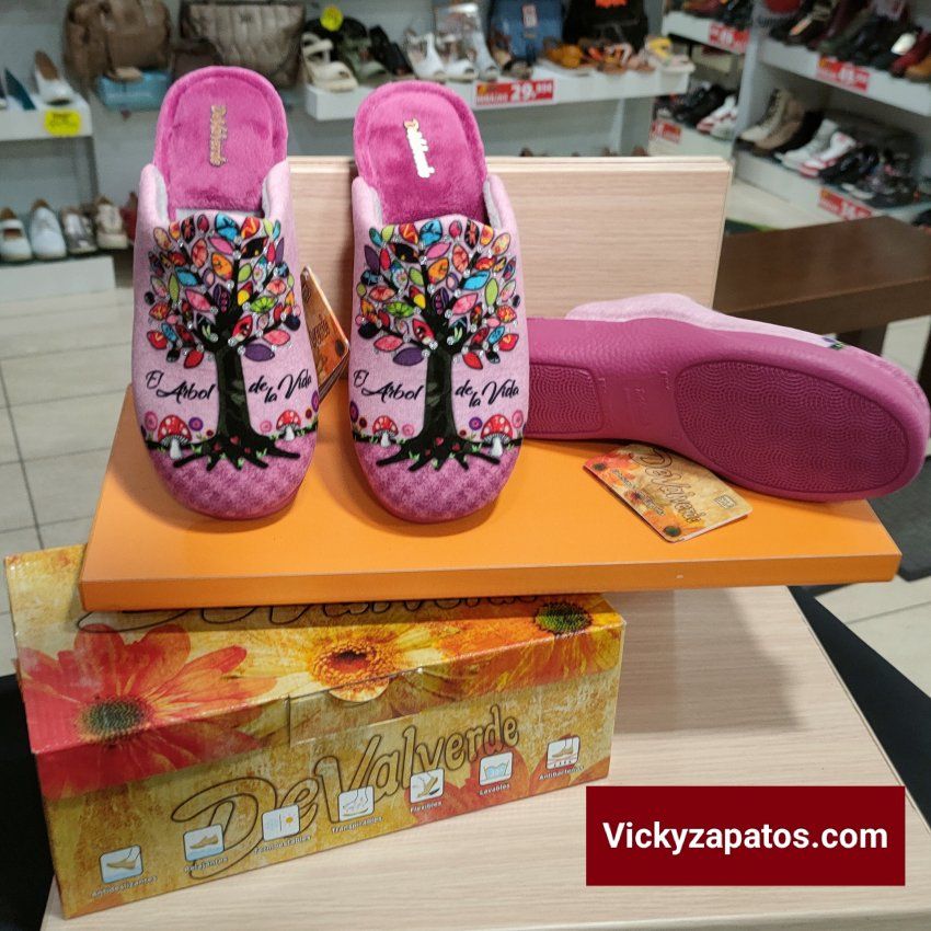 Zapatilla con Serigrafia y Bordado del Arbol de la Vida DeValverde 1135 Hechas en España Coslada