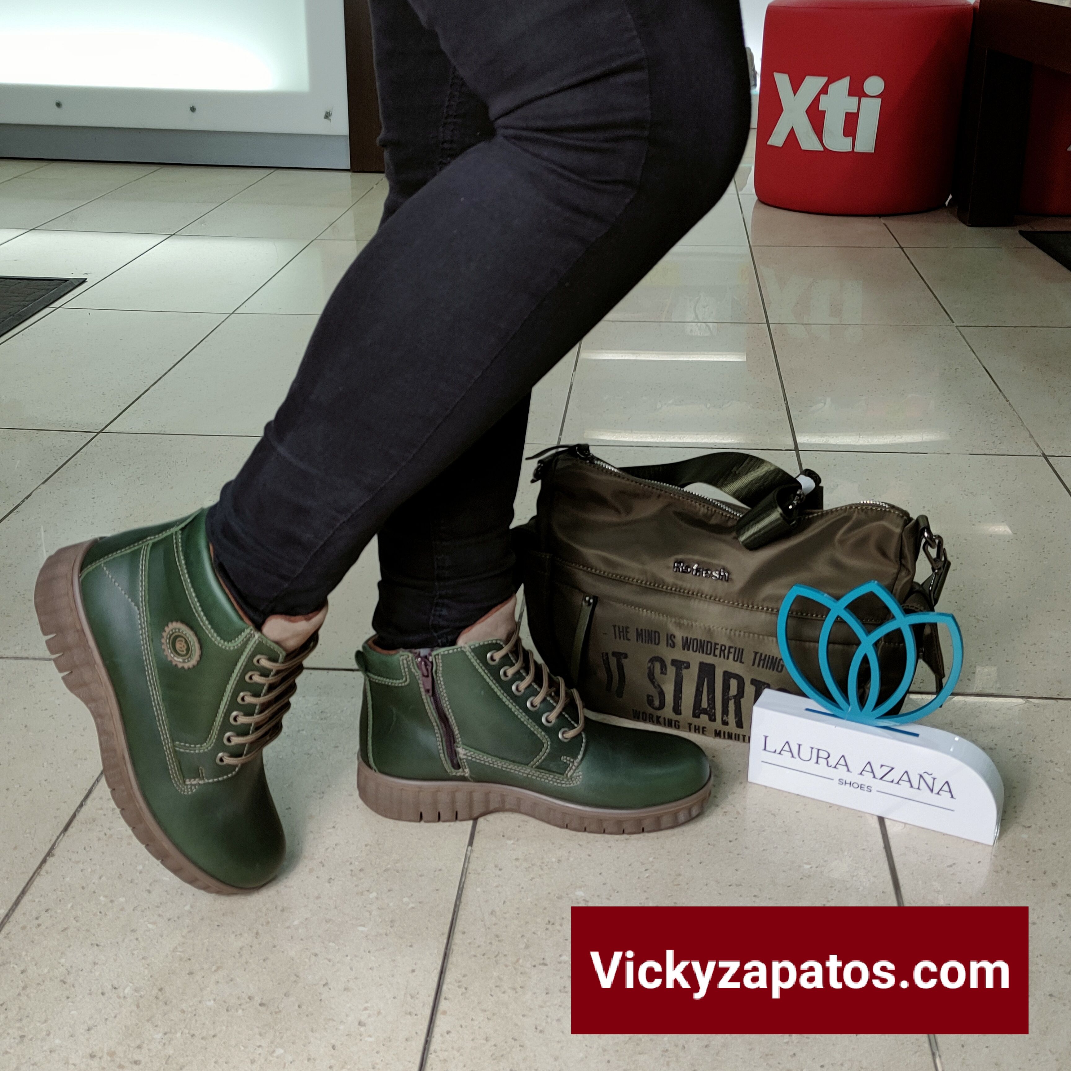 CALZADOS VICKY | Botín Casual de Piel Tipo Montaña y Plantilla Extraíble  Hecho en España LAURA AZAÑA LA25503
