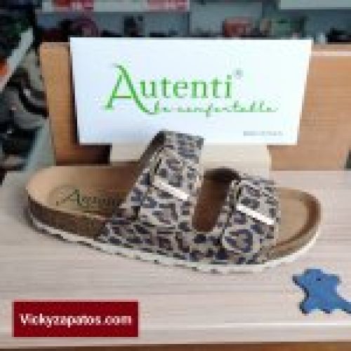 Sandalia AUTENTIC 0747 Piel Afelpada LEOPARDO con Dos Tiras de Hebilla HECHO EN ESPAÑA