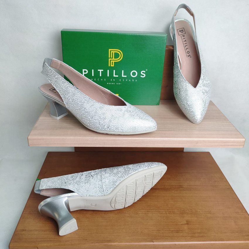 Salón de Piel Metalizada PITILLOS 11180 Tacón Medio Destalonado Hecho en España
