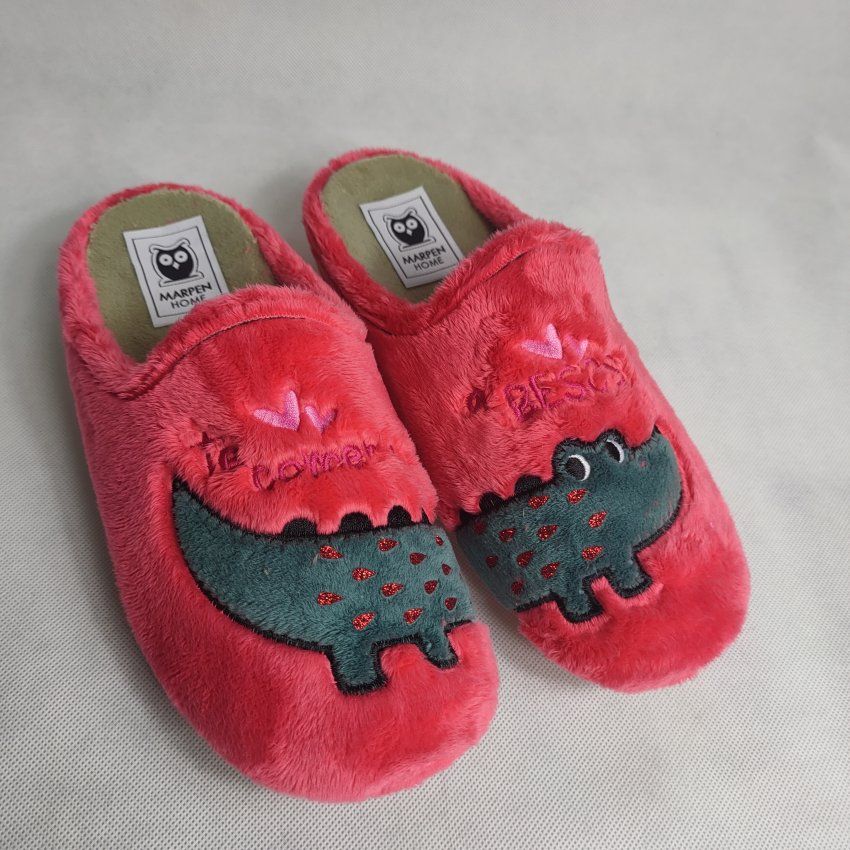 Zapatilla de Casa Mujer MARPEN COCODRILO Rojo con Memory Extraíble