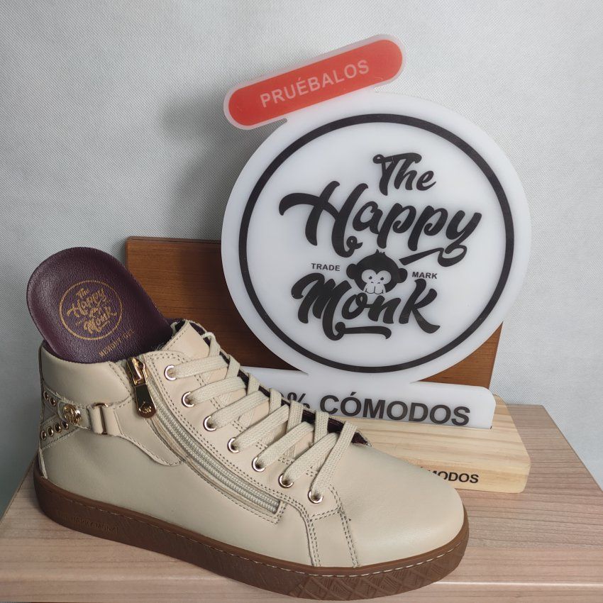 Botín Deportivo Casual Mujer THE HAPPY MONK PARIS 005 Piel Hielo con Memory