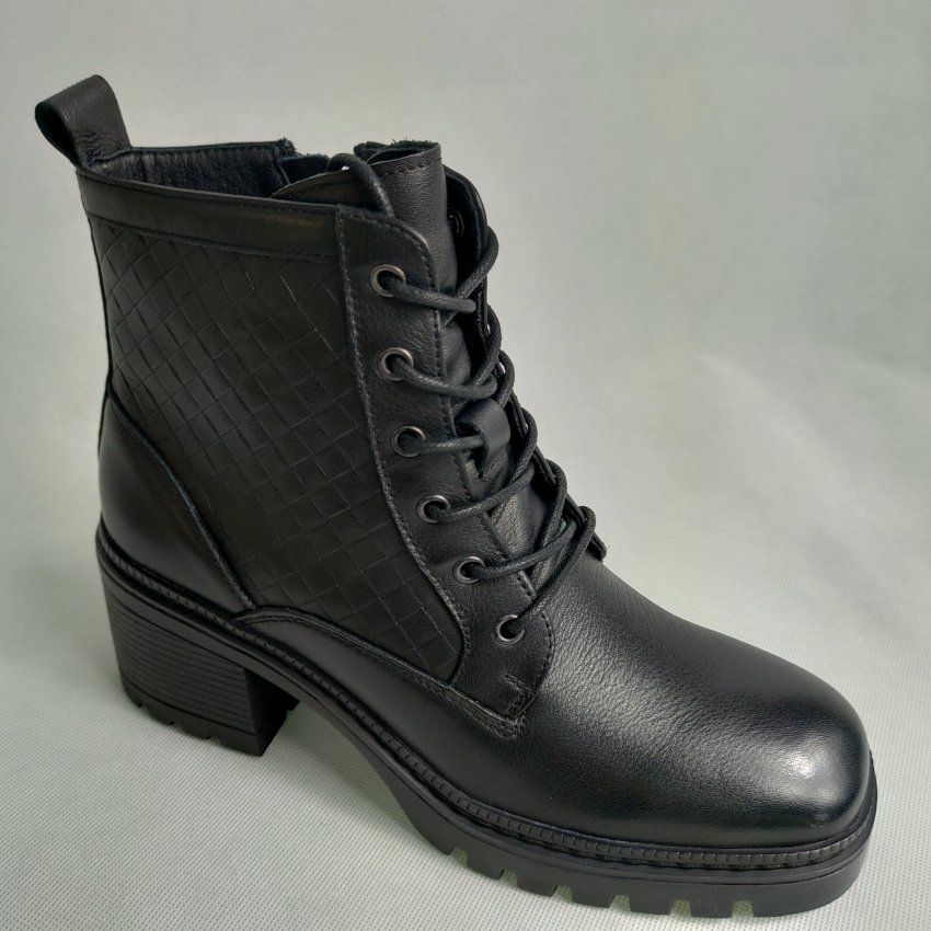 Botín Casual Mujer MANLISA 2180 Piel Negra con Tacón Medio y Plataforma