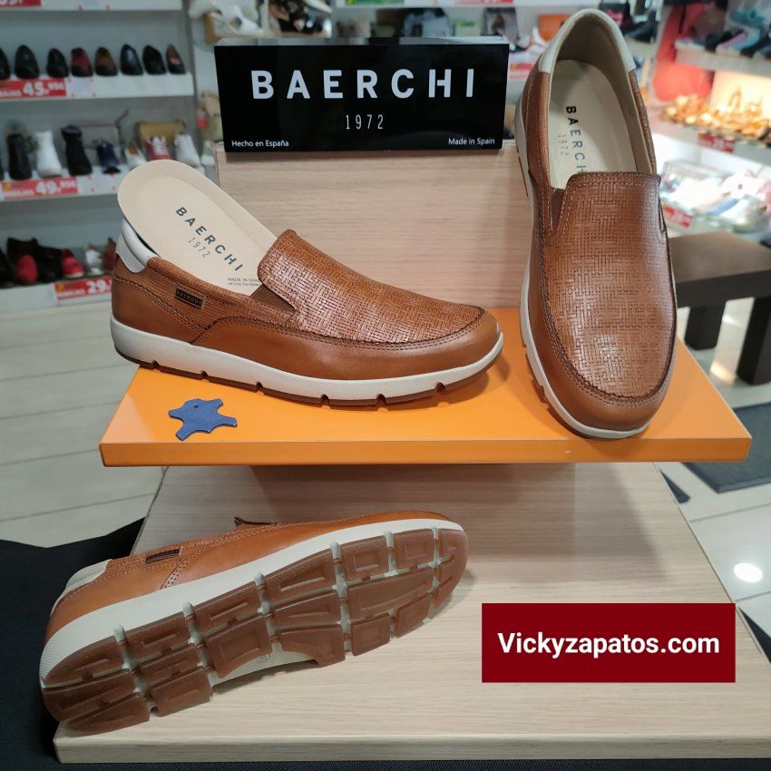 Zapato Confort de Piel Mocasín BAERCHI 2001 Plantilla Extraíble Hecho en España Madrid