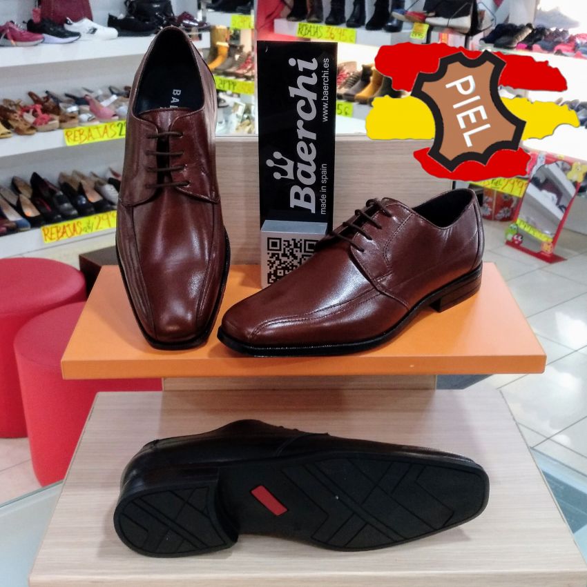 Zapato de Cordón Todo en Piel y suela de Cuero Interior Made in Spain Coslada