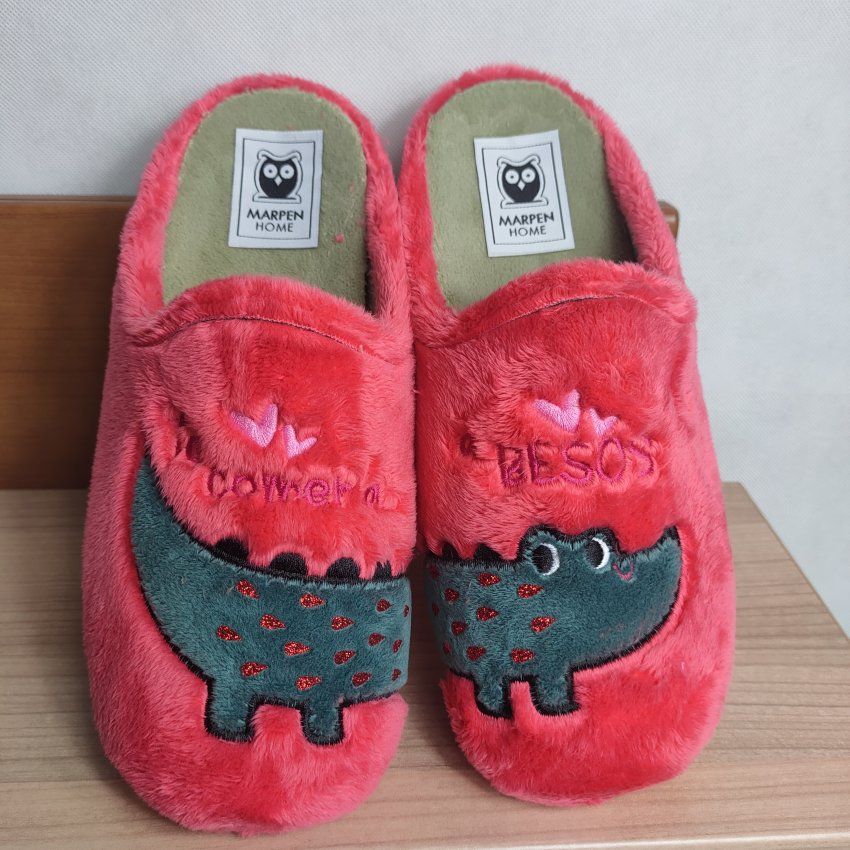 Zapatilla de Casa Mujer MARPEN COCODRILO Rojo con Memory Extraíble