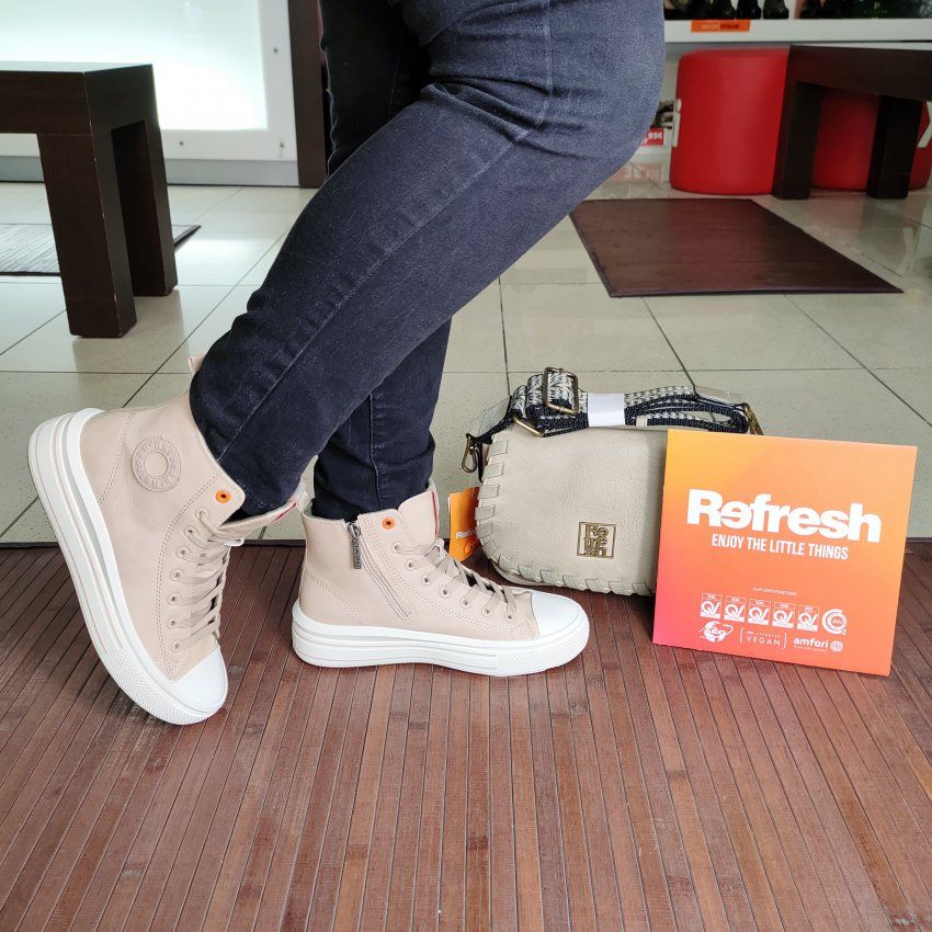 Refresh 172284 – Botín deportivo casual de mujer en beige con plataforma y memory foam   VICKY Zapatos