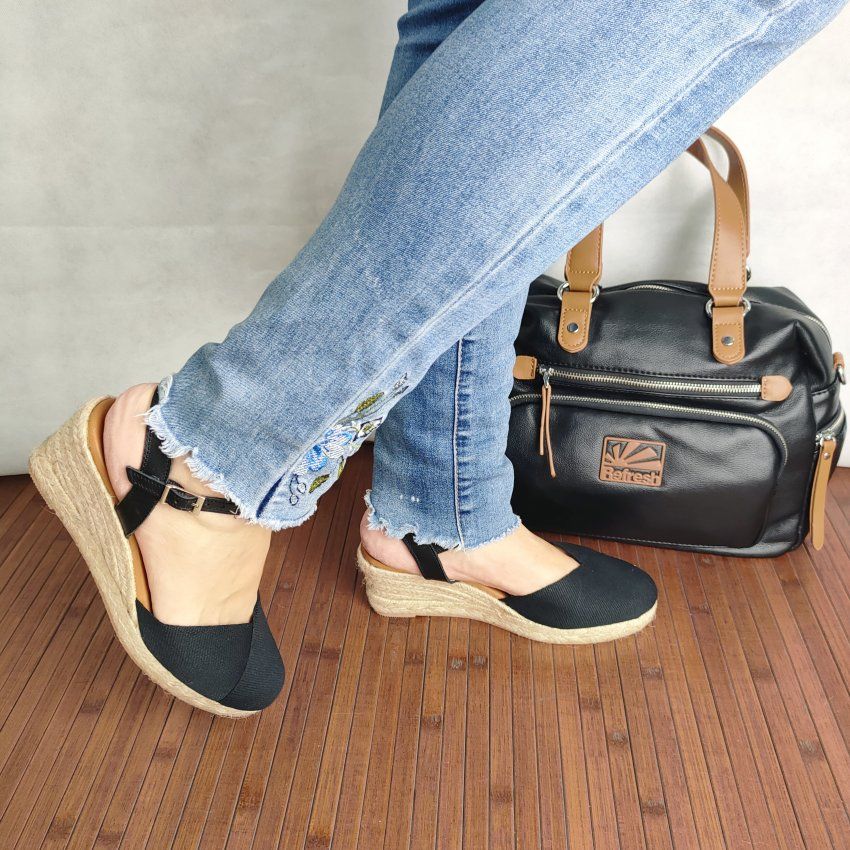 Alpargata Yute Mujer TORRES 5004 Cuña Lino Piel y Textil – Planta Gel Hechas en España