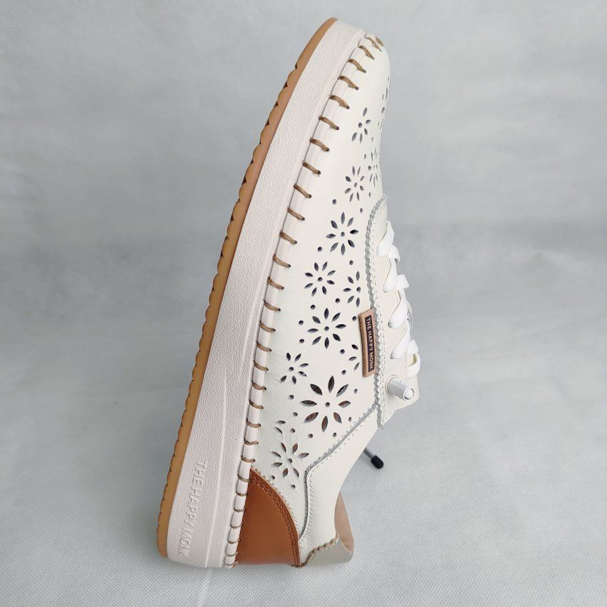 Deportivo Casual Mujer THE HAPPY MONK Alcalá 002 Piel Picada Color Hielo con Cordón Elástico – Memory Gel