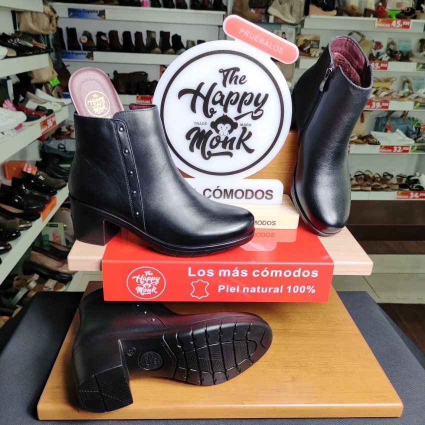 The Happy Monk Urban 01 – Botín casual de mujer en piel con tacón medio y tachuelas   VICKY Zapatos