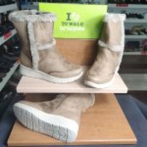 Amarpies – Botín casual vegano con cremallera Taupe combinado   VICKY Zapatos