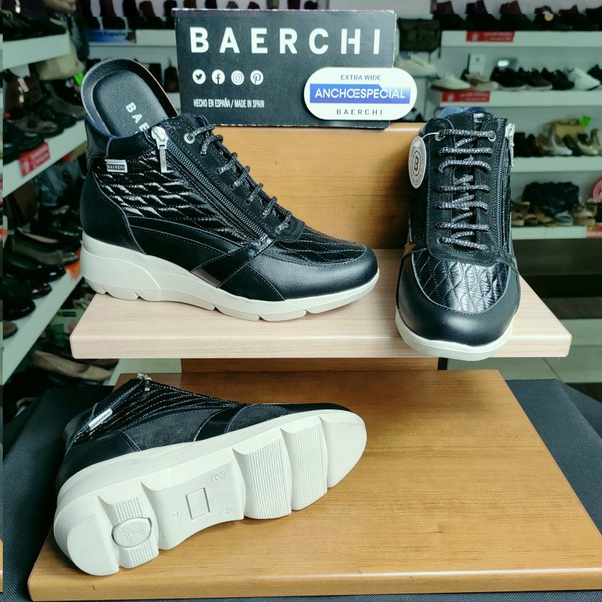 Baerchi 32602 Lola – Botín casual ancho especial de piel con cuña color negro   Vicky Zapatos