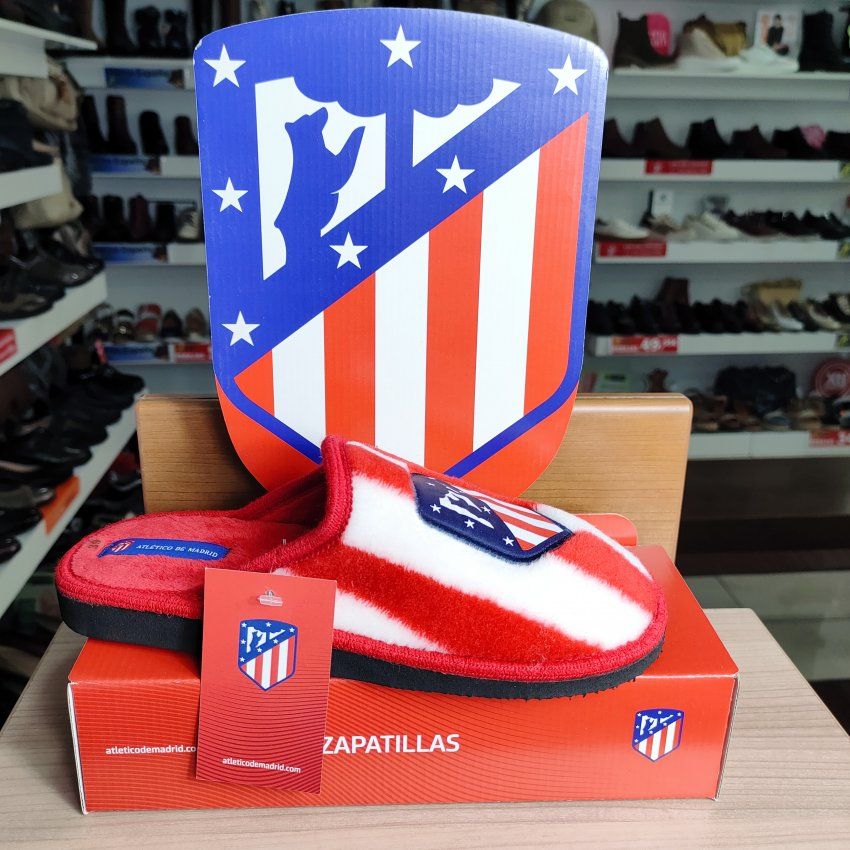 Marpen – Zapatilla oficial del Atlético de Madrid tipo zueco en blanco y rojo   VICKY Zapatos
