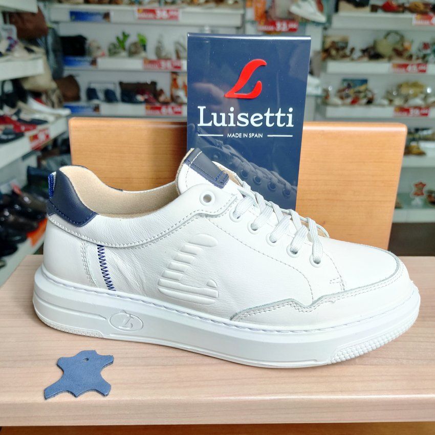 Luisetti 39200 – Deportivo casual de piel para hombre,  Color Blanco con plantilla Memory Foam | VickyZapatos