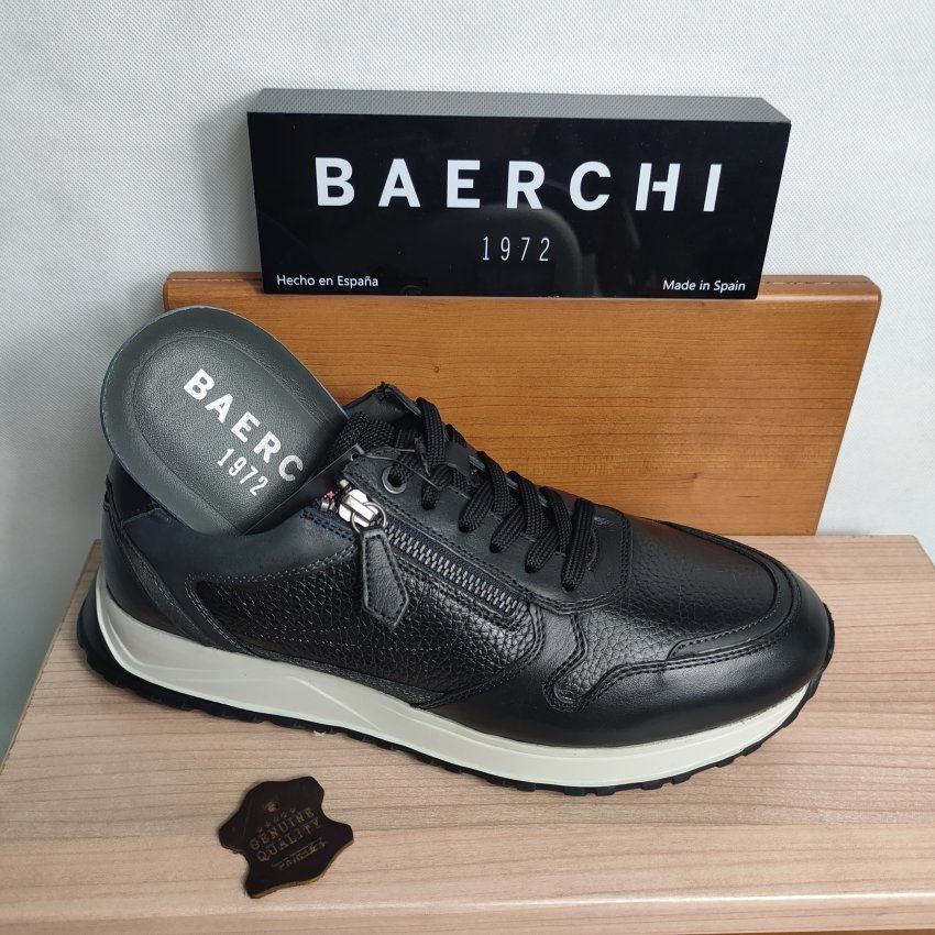 Deportivo Casual Hombre BAERCHI 7041 Piel Marrón y Negro con Cremallera