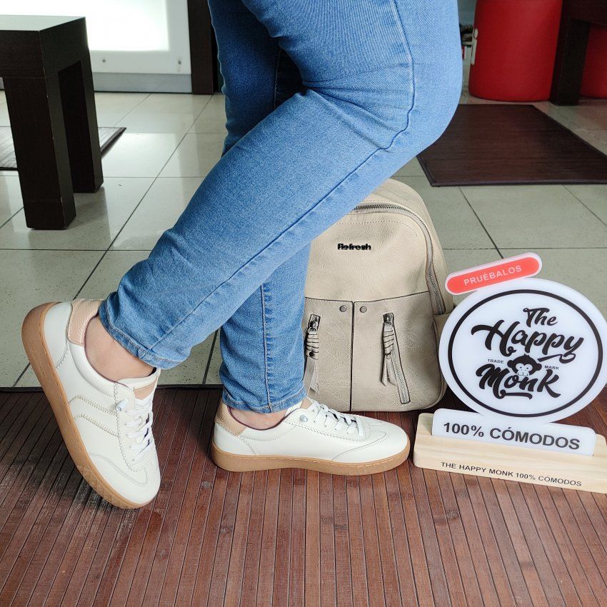 The Happy Monk Paris – Zapato casual de mujer en piel color hielo con piso crepé   VICKY Zapatos