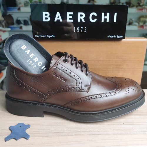 Zapato Confort de Piel Picado en Marrón y Negro BAERCHI 1162 DACIA | Vickyzapatos