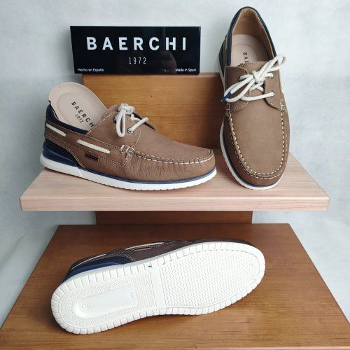 Zapato Náutico de Piel Napa Taupe BAERCHI 3100 – Hechos en España
