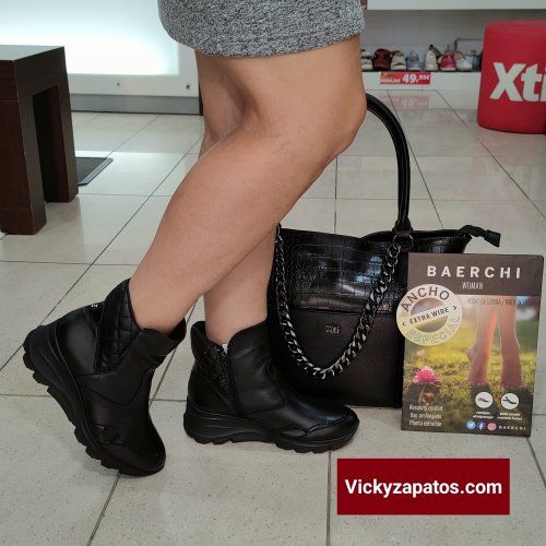 Botín  Casual En Piel BAERCHI WOMAN 55203 Ancho Especial Hecho en España Otoño Invierno 22 Coslada