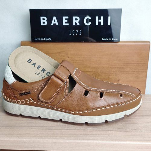 Sandalia Confort de Piel con Velcro BAERCHI 2703 – Plantilla Extraíble | Hechos en España