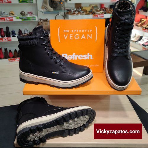 Botín Casual de Cordón y Cremallera REFRESH 70149 Nueva Colección otoño Invierno 22 Moda Vegana
