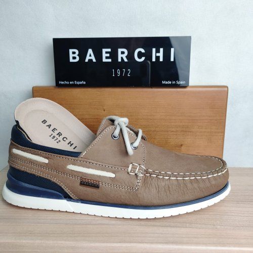 Zapato Náutico de Piel Napa Taupe BAERCHI 3100 – Hechos en España