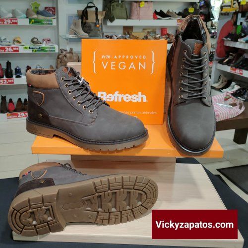 Botín Casual Vegano con Cordón y Cremallera NUeva Temporada Otoño 22 REFRESH 70043 Coslada