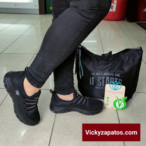 Deportivo Casual Vegano con Cordón Elástico  y Memory Foam LAURA AZAÑA 24508 Hecha en España Coslada