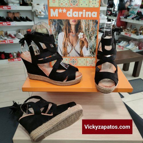 Sandalia de Pulsera y Cuña Alta con Plataforma en Rafia al Tono MANDARINA Mod