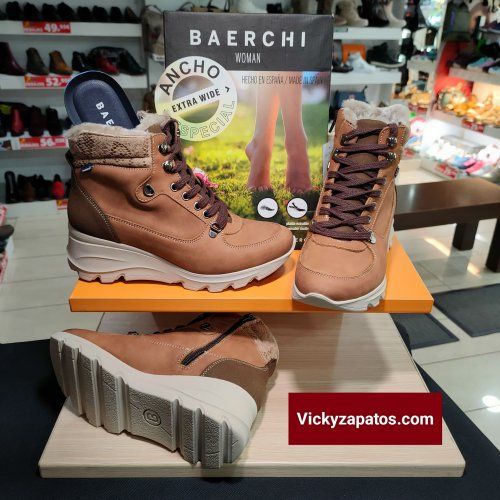 Botín de Cordón Casual En Piel BAERCHI WOMAN 60402 Ancho especial Hecho en España Otoño Invierno 22 Coslada