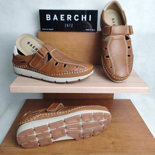 Sandalia Confort de Piel con Velcro BAERCHI 2703 – Plantilla Extraíble | Hechos en España