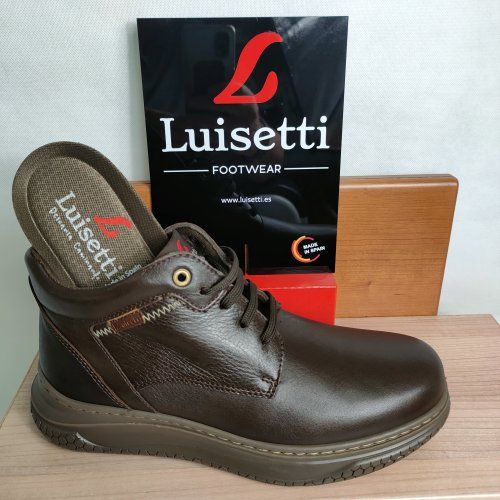 Botín Confort Hombre LUISETTÍ 39905 Piel Napa Café – Memory Foam y Máximo Agarre